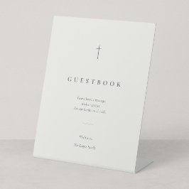 Gästebuch mit minimalistischer christlicher Kreuz- Sockelschild