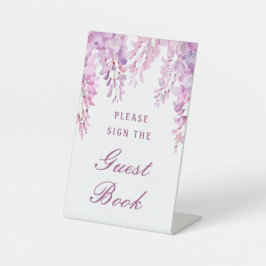 Gästebuch mit rosa Wisteria Sockelschild