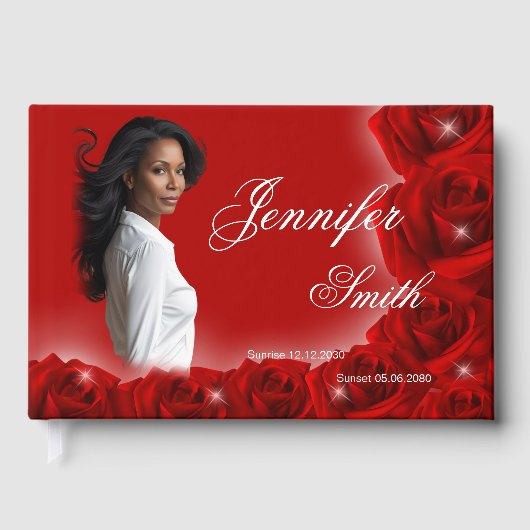 Gästebuch mit roten Rosen zur Erinnerung (Vorderseite)