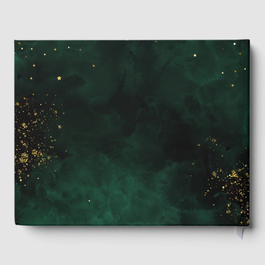 Gästebuch Modern Green Black Watercolor Magic (Rückseite)