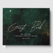 Gästebuch Modern Green Black Watercolor Magic (Vorderseite)