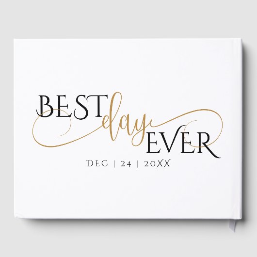 Gästebuch | Moderne Schwarz-Gold-Bausteine (Rückseite)