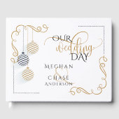 Gästebuch | Moderne Schwarz-Gold-Bausteine (Vorderseite)