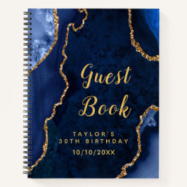 Gästebuch Navy und Gold Agate Birthday Notizblock