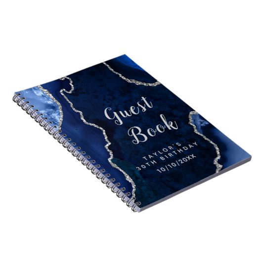 Gästebuch Navy und Silver Agate Notizblock (Rechte Seite)