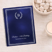 Gästebuch navyblau Monogramm Kranz Geburtstag Notizblock