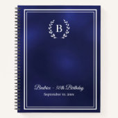Gästebuch navyblau Monogramm Kranz Geburtstag Notizblock (Vorderseite)
