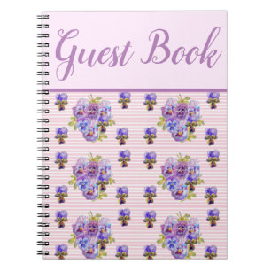 Gästebuch Pansy Shabby Lila Vintages Floral Notizblock