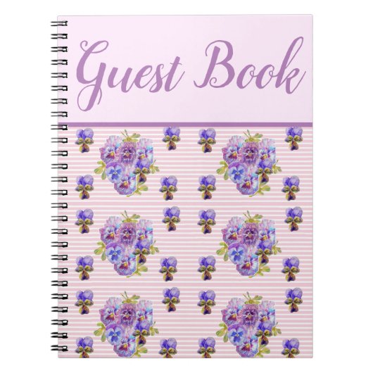 Gästebuch Pansy Shabby Lila Vintages Floral Notizblock (Vorderseite)