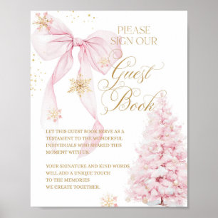Gästebuch Pink Bow Cold Outside Baby Dusche