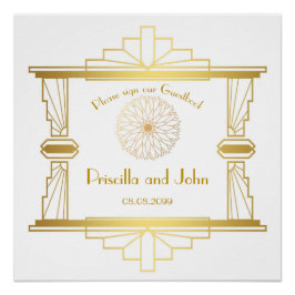 Gästebuch-Plakat, großartig Gatsby, weiß, gold Poster