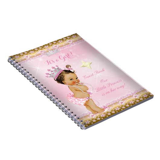 Gästebuch Princess Babydusche Pink Brünett Notizblock (Rechte Seite)