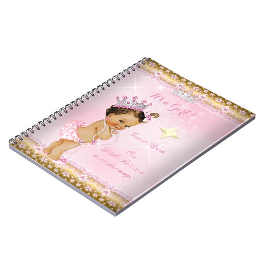 Gästebuch Princess Babydusche Pink Brünett Notizblock (Linke Seite)