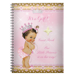 Gästebuch Princess Babydusche Pink Brünett Notizblock
