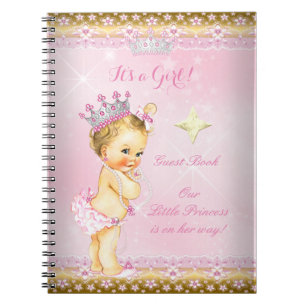 Gästebuch Prinzessin Baby Shower Pink Blondes Mädc Notizblock