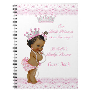 Gästebuch Prinzessin Baby Shower Pink Weiß Ethnisc Notizblock