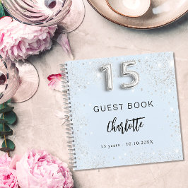 Gästebuch Quinceanera Baby Blue Silver Notizblock