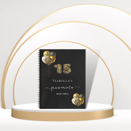 Gästebuch Quinceanera Black Gold Leopard Notizblock