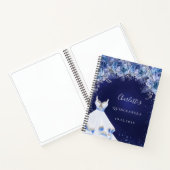 Gästebuch Quinceanera blauer Glitzer Kleid floral Notizblock (Innenseite)