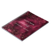 Gästebuch Quinceanera burgundy Rose Gold Glitzer Notizblock (Linke Seite)