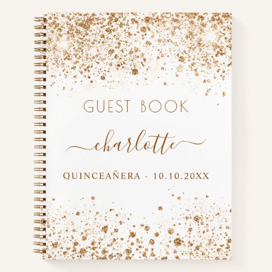 Gästebuch Quinceanera Glitzer Name Notizblock (Vorderseite)
