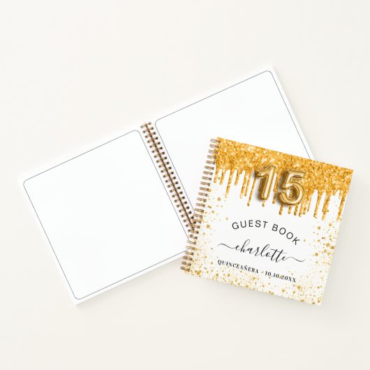 Gästebuch Quinceanera Glitzer Tropfen Notizblock (Innenseite)