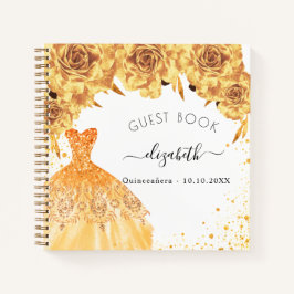 Gästebuch Quinceanera Gold Glitzer Kleid Notizblock