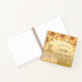 Gästebuch Quinceanera Gold Glitzer Kleid Notizblock (Innenseite)