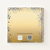 Gästebuch Quinceanera königlich blaues Goldkleid Notizblock (Rückseite)