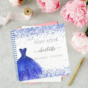 Gästebuch Quinceanera königsblauer Kleid weiß Notizblock