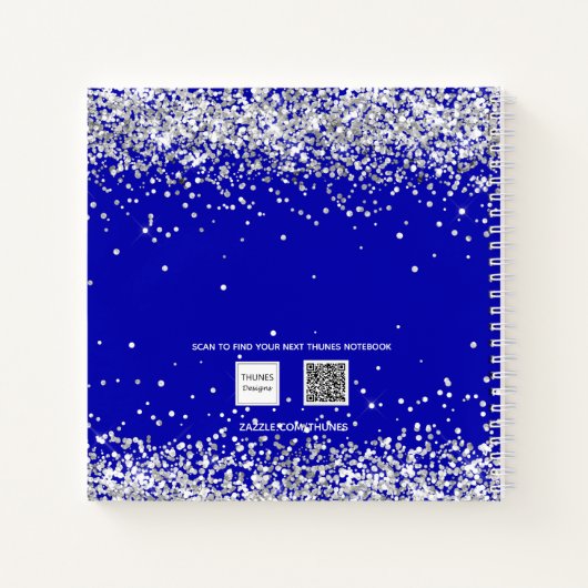 Gästebuch Quinceanera königsblaues Kleid Glitzer Notizblock (Rückseite)