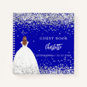 Gästebuch Quinceanera königsblaues Kleid Glitzer Notizblock (Vorderseite)