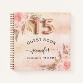Gästebuch Quinceanera Pampas Gras Rose Gold Notizblock (Vorderseite)