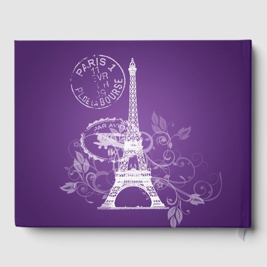 Gästebuch Quinceanera Party Paris Lila (Rückseite)