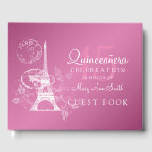 Gästebuch Quinceanera Party Paris Pink (Vorderseite)