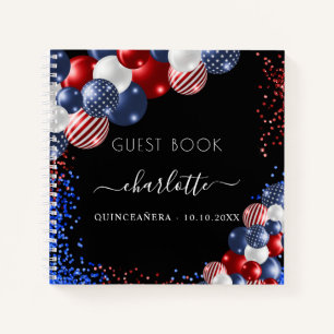 Gästebuch Quinceanera patriotisch rot blau Notizblock