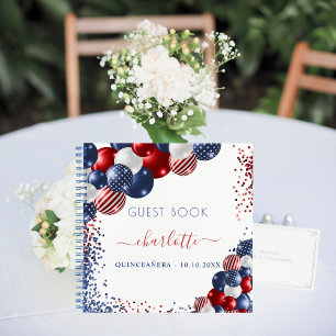 Gästebuch Quinceanera patriotisch rot blau Notizblock