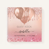 Gästebuch Quinceanera rosa Goldballons Notizblock (Vorderseite)