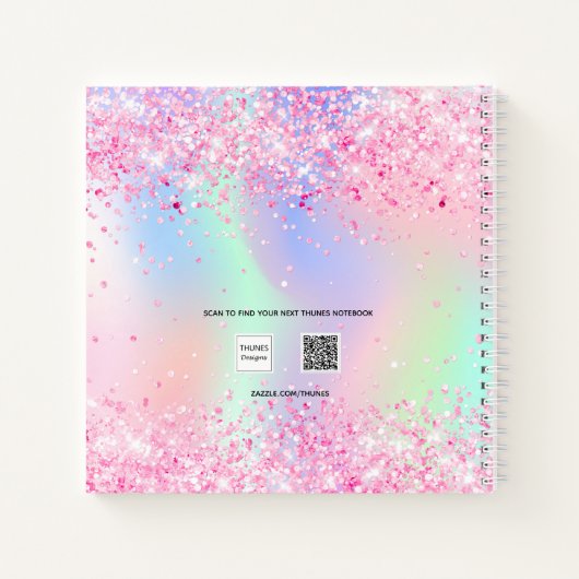 Gästebuch Quinceanera rosa holografisch Notizblock (Rückseite)