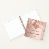 Gästebuch Quinceanera Rose Gold Glitzer Ballons Notizblock (Innenseite)
