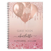 Gästebuch Quinceanera Rose Gold Rosa Glitzer Notizblock (Vorderseite)