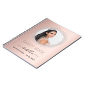 Gästebuch Quinceanera Rose Gold Silber Foto Notizblock (Linke Seite)