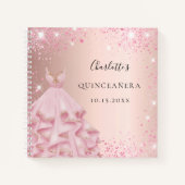 Gästebuch Quinceanera Rose Rosa Glitzer Kleid Notizblock (Vorderseite)