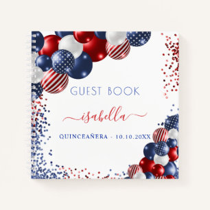 Gästebuch Quinceanera rot blau weiß patriotisch Notizblock
