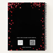 Gästebuch Quinceanera Schwarz Glitzer Kleid Notizblock (Rückseite)