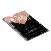 Gästebuch Quinceanera schwarze Rose Goldballons Notizblock (Rechte Seite)
