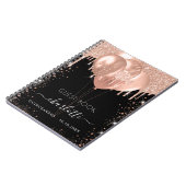 Gästebuch Quinceanera schwarze Rose Goldballons Notizblock (Linke Seite)