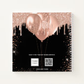 Gästebuch Quinceanera schwarze Rose Goldballons Notizblock (Rückseite)