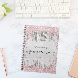 Gästebuch "Quinceanera silber pink Glitzer" Notizblock