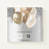 Gästebuch Quinceanera Silbergold Glitzer Ballon Notizblock (Rückseite)